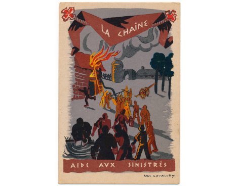 Carte postale illustrée - P. Lavalley - La Chaîne, Aide aux Sinistrés
